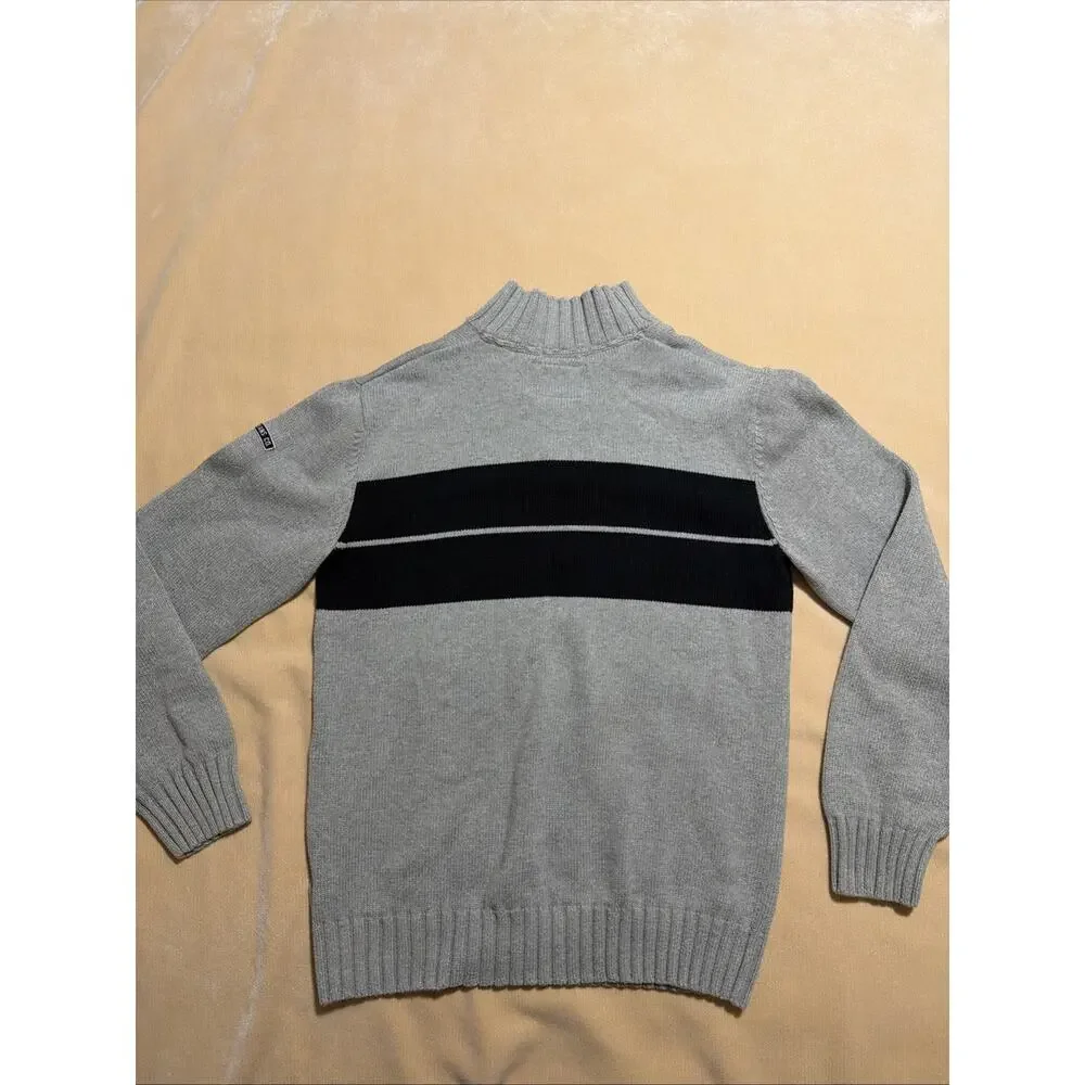 NAUTICA Jeans Co. Men's Navy Blue & Gray Block Quarter Zip Sweater Size XL